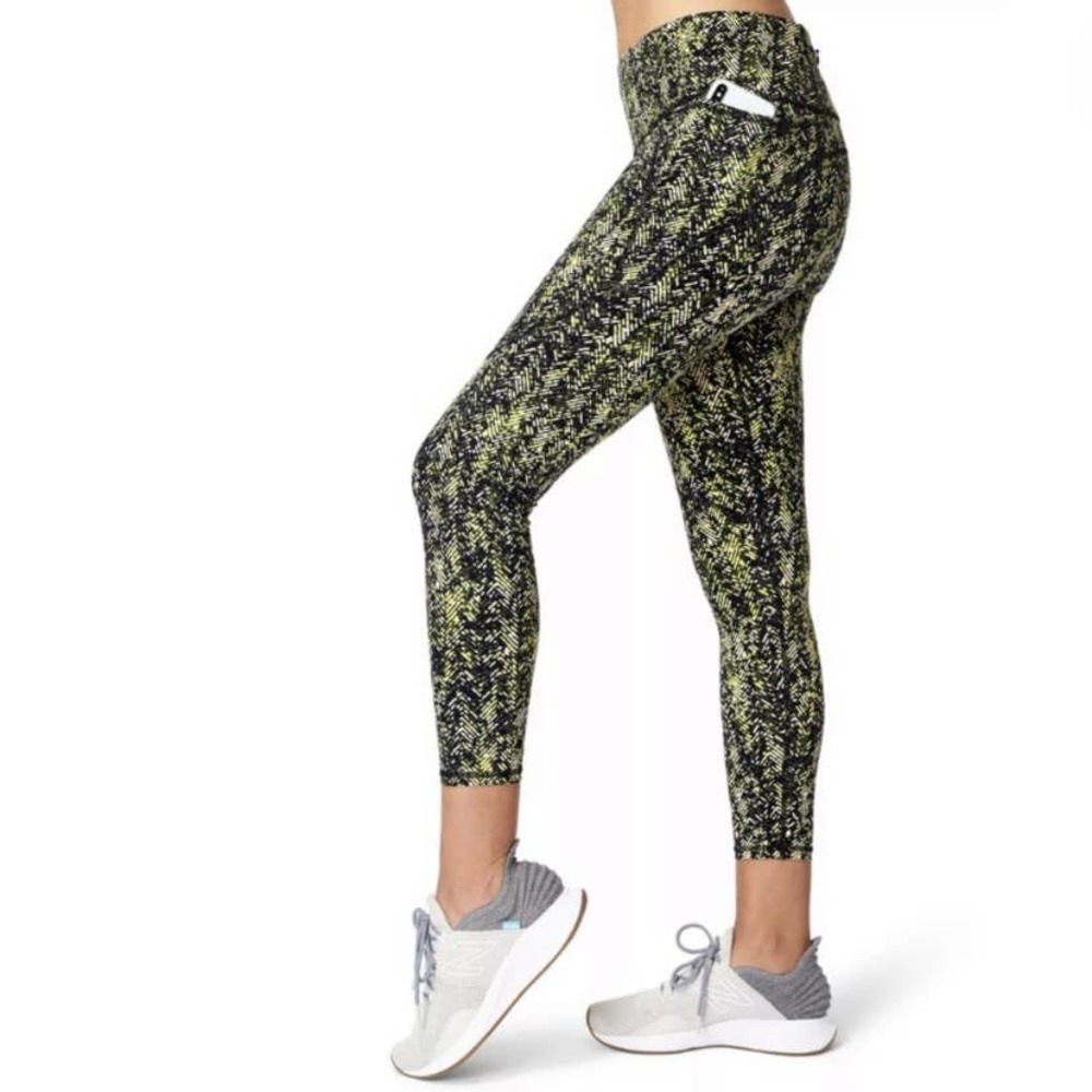 Sweaty Betty The Power Pocket 7/8 Leggings in Black Herringbone Size XXS